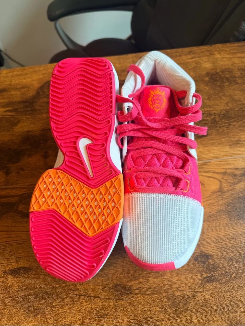 Nike Lebron Witness Sneakers in White & Pink